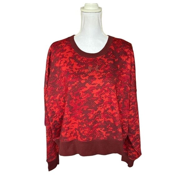 Under Armour Womens Rival Fleece Sweatshirt Top Red Camo Sz Large New $60 - Picture 1 of 8